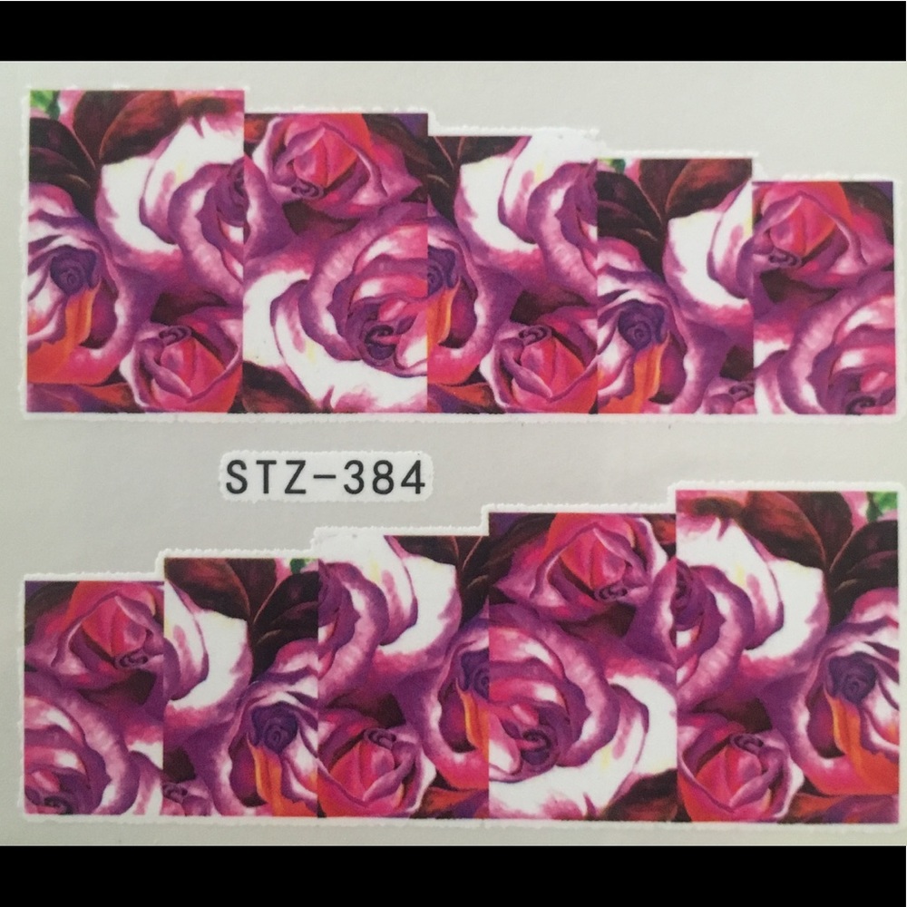 3 / $12 Nail Art Waterslide Tattoo Purple/Red Rose